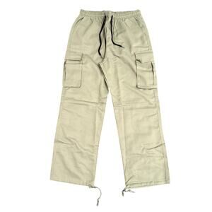 Men's Drawstring Straight Leg Cargo Pants in Green, Size L​
